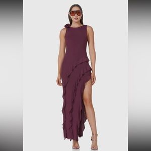 AFRM - Airess Ruffle Maxi Dress - Fig - NEW